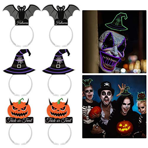 LUOEM 6pcs Halloween Party Headbands Pumpkin Hair Boppers Witch Hat Headwear Noctilucent Luminous Bat Hair Accessories for Halloween Masquerade Party Cosplay Headdress LUOEM 6pcs Halloween Party Headbands Pumpkin Hair Boppers Witch Hat Headwear Noctilucent Luminous Bat Hair Accessories for Halloween Masquerade Party Cosplay Headdress