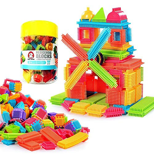 Children Building Blocks Toy, 100 Pcs Toddlers Educational Building Creative Toys with Bucket for Boys Girls Learning Cognition, Build Wonderful Blocks World