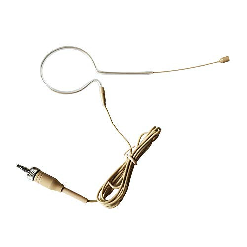 Sumje Beige Pro Headworn Microphone Single Earhook Headset Head Mic for Sennheiser Wireless Transmitter Bodypack (3.5mm Mono Locking Plug)