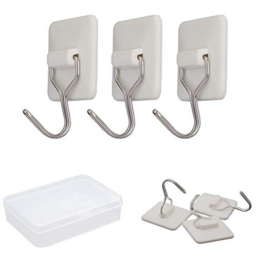 Dolescn White Plastic Adhesive Hooks, Wall Hooks Sticky Hanger for Bathroom Kitchen Living Room Etc (Length 2.4inch)