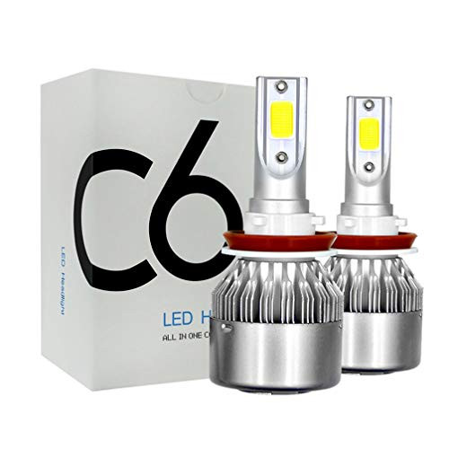 H11 LED Headlight Bulbs Conversion Kit 72W 8000Lumens 6000K COB Chip H8 H9 Headlamp Bulbs Hi/Lo Beam Fog Driving Light With Fan Xenon White Extremely Bright 2 Years Warranty - 2 Pack