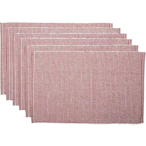 VHC Brands Harvest & Thanksgiving Farmhouse Tabletop & Kitchen - Ashton Orange Ribbed Placemat Set of 6 Rust