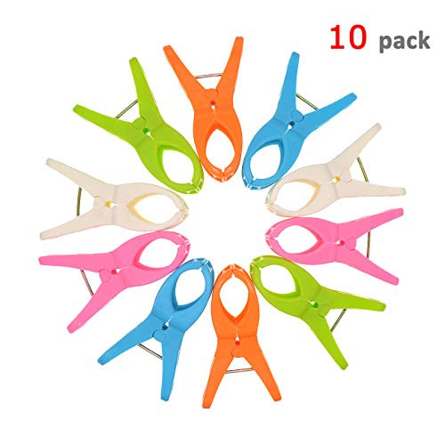 10 Pack Beach Towel Clips,Thick Towel Clips for Beach Chairs Pool Chairs Cruise Lounge Chairs, Keep Your Towel from Blowing Away, Jumbo Plastic laundry Clips for Clamping Your Quilt Sheets Clothes