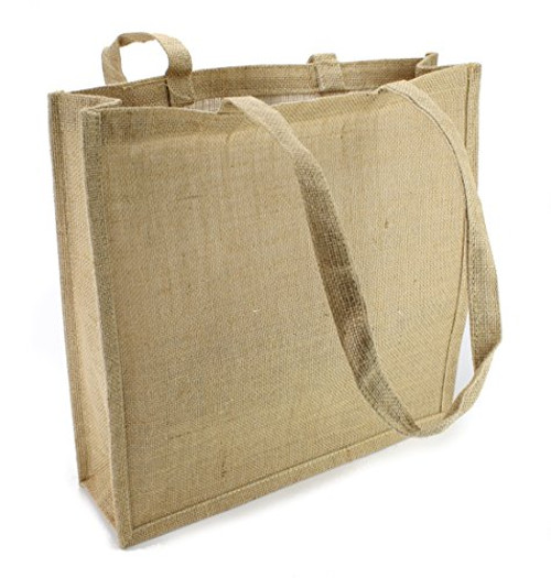 Kel-Toy NJB116-12 Burlap (Jute) Tote Bag, 16" Wx15.5 Wx4.75 D, Natural