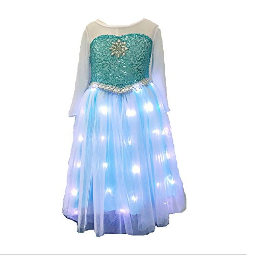 SHINYOU Girls Princess Dress Frozen Costume Elsa Dresses for Halloween,Disney Cosplay(3-4Y) Blue