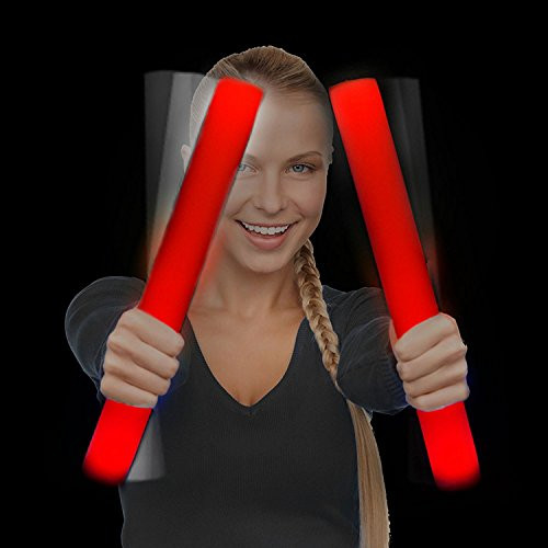 Fun Central LED Foam Stick Baton Supreme - Red - 6 Pack