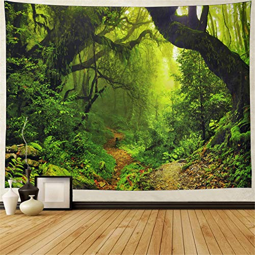 Rainforest Landscape Tapestry Forest Road Tapestry Wall Hanging Trees Tapestry Nature Misty Rainforest Tapestry Bohemian Psychedelic Wall Tapestry for Bedroom Living Room Dorm(Rainforest,59"x 82")
