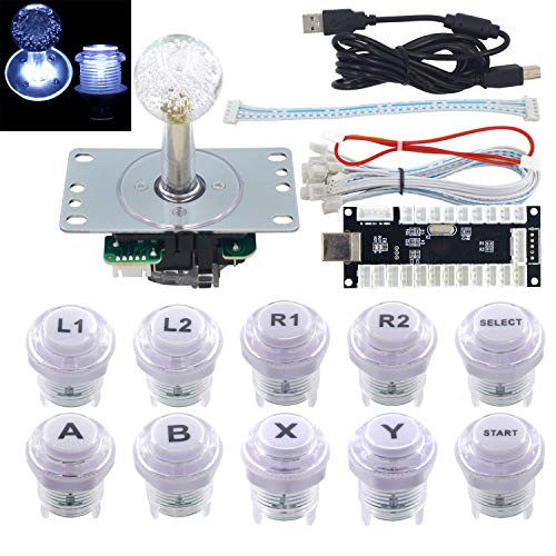 SJ@JX Arcade Game LED DIY Kit Mechanical Keyboard Switch Arcade LED Button LED Joystick Controller Zero Delay USB Encoder for PC MAME Retropie Jamma