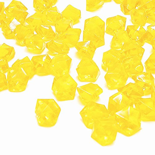 Yellow Fake Crushed Ice Rocks, 150 PCS Fake Diamonds Plastic Ice Cubes Acrylic Clear Ice Rock Diamond Crystals Fake Ice Cubes Gems for Home Decoration Wedding Display Vase Fillers by DomeStar Yellow Fake Crushed Ice Rocks, 150 PCS Fake Diamonds Plastic Ice Cubes Acrylic Clear Ice Rock Diamond Crystals Fake Ice Cubes Gems for Home Decoration Wedding Display Vase Fillers by DomeStar