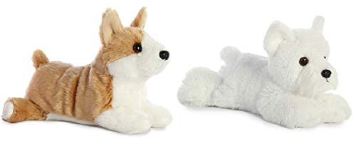 Aurora Plush 8" Mini Flopsies Dog Bundle, Corky Corgi and Windsor Westie