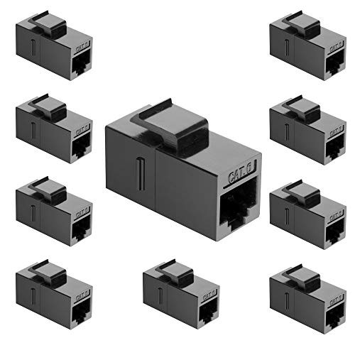 USHANLIN RJ45 Keystone Jack CAT6 Inline Coupler Female to Female (10 Pack, CAT6 Straight)