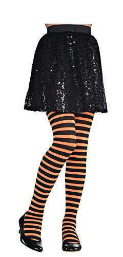 Amscan Orange & Black Striped Tights - Child M/L