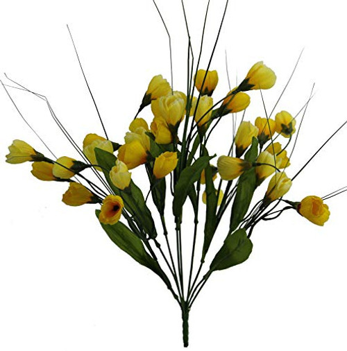 Admired By Nature ABN1B005-YLW Artificial 9 Stem Crocus Bush, Yellow