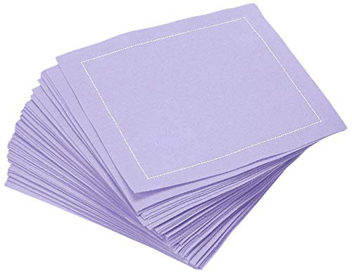 Signature Napkins CO11-802/DW200-50 4.5" x 4.5" 100% Cotton Cocktail Napkin, 50-Pack, Lavender