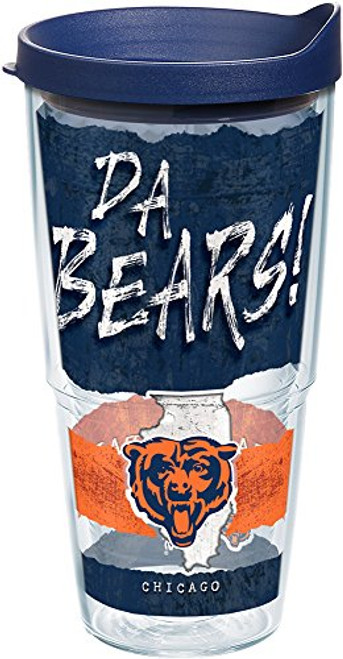 Tervis 1227747 NFL Chicago Bears NFL Statement Tumbler with Wrap and Navy Lid 24oz, Clear Tervis 1227747 NFL Chicago Bears NFL Statement Tumbler with Wrap and Navy Lid 24oz, Clear