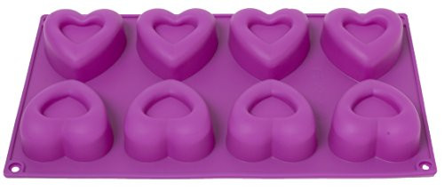 Silicone Molds Baking Chocolate Candies Dessert or Soap Ice Candle Making Molds(8 Cavity Mold) (Purple, Heart)