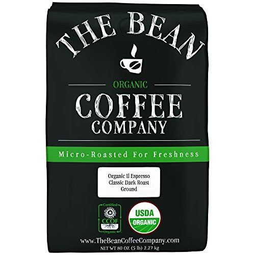 The Bean Coffee Company Organic Il Espresso, Classic Dark Roast, Ground, 5-Pound Bag