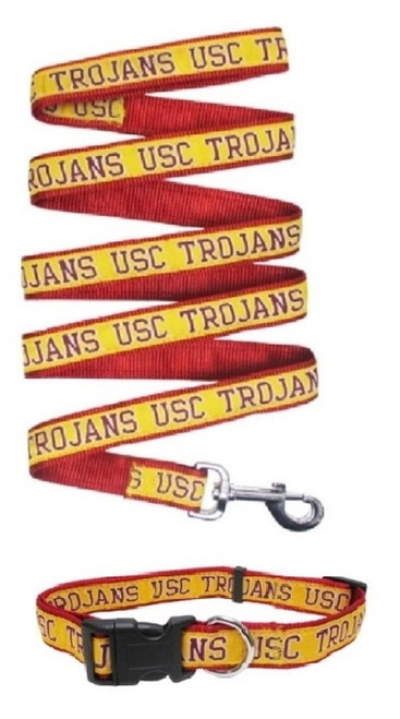USC Trojans Nylon Collar and Matching Leash for Pets (NCAA Official by Pets First) Size Small