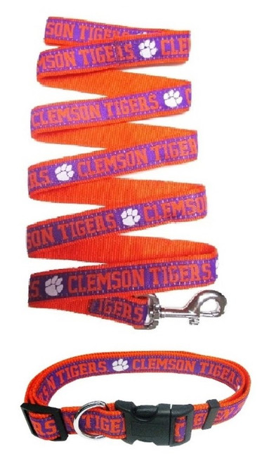 Clemson Tigers Nylon Collar and Matching Nylon Leash for Pets (NCAA Official by Pets First) Size Medium