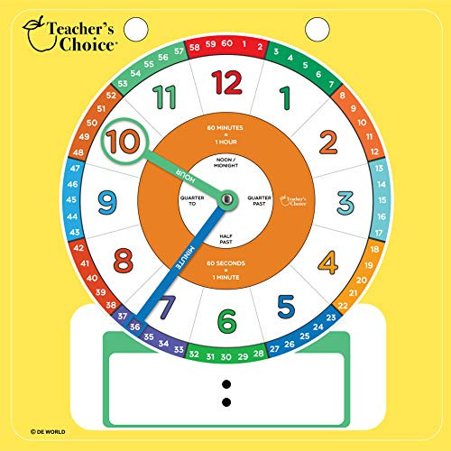 Educational Teaching Clock | Large Demonstration Learning Time Clock with Erasable Writing Surface to Teach Time