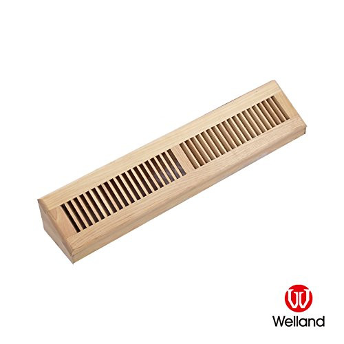 WELLAND 24 Inch Hickory Hardwood Vent Baseboard Diffuser Wall Register Unfinished