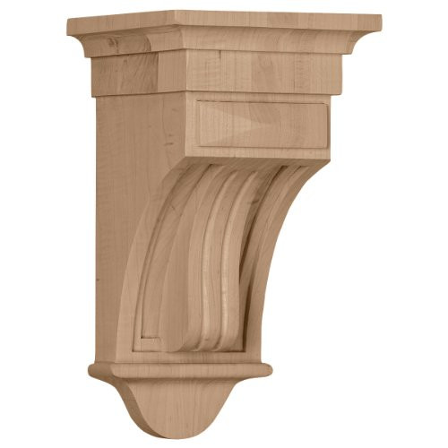 Ekena Millwork COR05X05X10RARW 5 1/2-Inch W x 5 1/2-Inch D x 10-Inch H Raised Fluting Corbel, Rubberwood