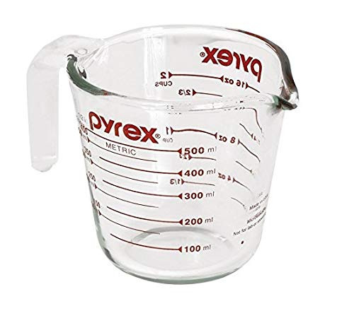Pyrex Prepware 2-Cup Measuring Cup, Red Graphics, Clear (2, 16oz)