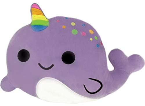 iscream Bubble Gum Scented Narwhal Embroidered 9" x 6.75" Mini Fleece Pillow