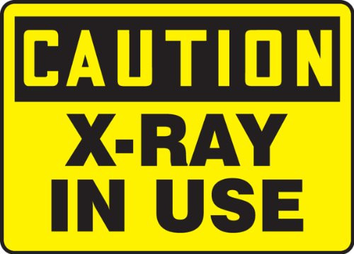 Accuform MRAD642VP Plastic Safety Sign, Legend"Caution X-RAY in USE", 7" Length x 10" Width x 0.055" Thickness, Black on Yellow