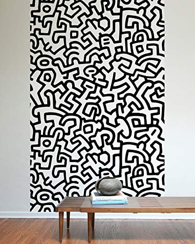 BLIK Keith Haring Pattern Wall Tiles Fabric Wall Decals | Officially Licensed Keith Haring Artwork | Movable and Removable | Peel and Stick Design | Eco-Friendly Fabric | Two 24 x 48 Inch Tiles
