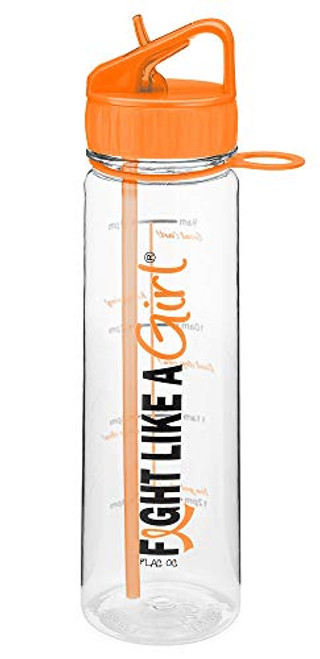 Fight Like a Girl Slimkim II Water Sports Workout Bottle Inspirational Time Marker with Measurement Goals 30 Oz - Orange (Assorted Colors)