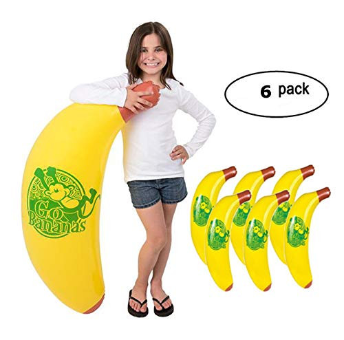Fun Land 44" Jumbo Monkey Banana Inflate, Pool Toy, Party Toy (Pack of 6)