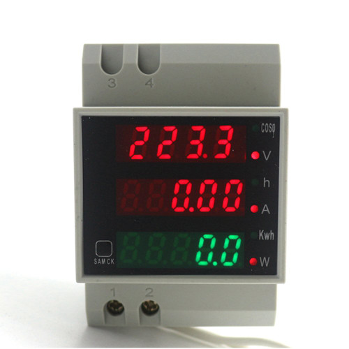 KETOTEK Din Rail Volt Amp Power Meter 3 in 1 AC 80-300V 0-100A Built-in Transformer Voltmeter Ammeter Power Meter
