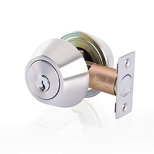 Double Cylinder Deadbolt Keyed on Both Sides, 2-Way Adjustable Deadbolt, Satin Nickel