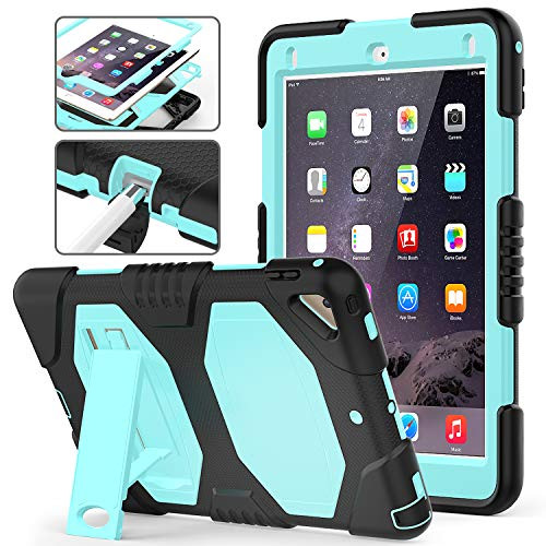 New iPad 9.7 Inch 2018/2017 Case,Heavy Duty Shock-Absorption Rugged Hybrid Protective Case with Kickstand for iPad 9.7 2018/2017 A1893/A1954/A1822,/A1823 (Light Blue)