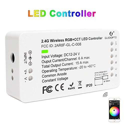 ZigBee LED Controller- DC12-24V RGB CCT Smart Controller ZLL Compatible with Amazon Echo Plus Echo Show Alexa SmartThings Lightify by APP Control RGB LED Strip Lights (2ID Zigbee Controller RGB CCT)