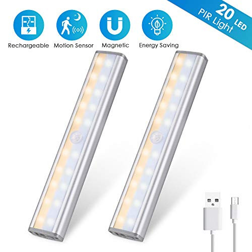 Under Cabinet Lighting, MOICO 20 LED Wireless Motion Sensor Closet Lights Rechargeable 3 Color Modes Magnetic Stick On Lights Bar for Counter, Wardrobe, Kitchen, Hallway, Stairs, 2 Pack Under Cabinet Lighting, MOICO 20 LED Wireless Motion Sensor Closet Lights Rechargeable 3 Color Modes Magnetic Stick On Lights Bar for Counter, Wardrobe, Kitchen, Hallway, Stairs, 2 Pack