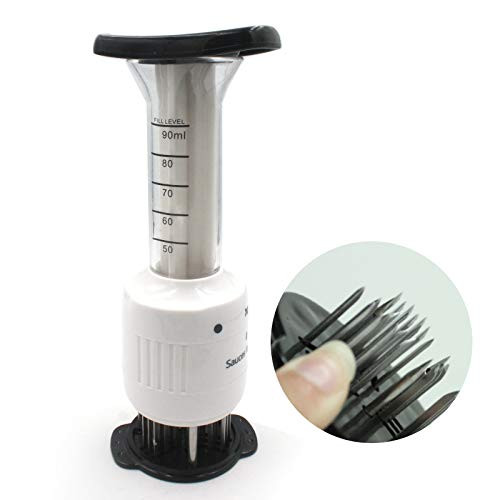 Meat Injector, Meat Tenderizer Stainless Needle 2 in 1 Kitchen Tool 3 Injection Needle Pinhole with BBQ Bear Claws for BBQ,Tenderizing,Marinade