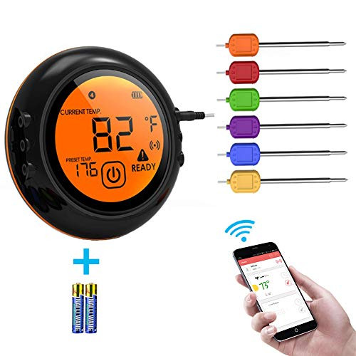 Smart Wireless Meat Thermometer for Grilling, Digital Display Thermometer for Cooking Food, Meat Thermometer for Smokers,Kitchen Grilling,Oven and Outdoor BBQ (black)