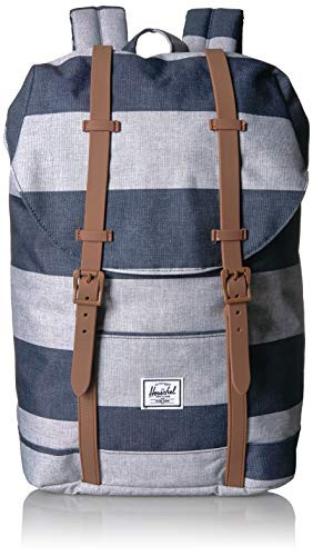 Herschel Kids' Retreat Youth Children's Backpack, Border Stripe/Tan Synthetic Leather, One Size