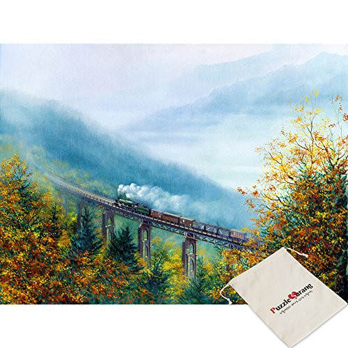 Impuzzle Autumn Railway Landscape - 500 Piece Jigsaw Puzzle [Pouch Included]