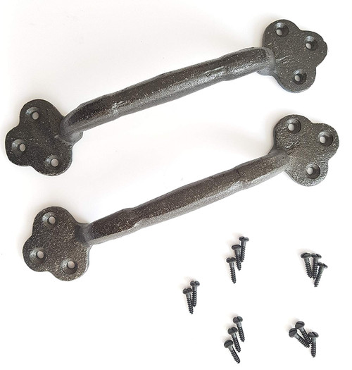 Rustic Cast Iron Gate Door Handle Pull Set of Two With Matching Screws, Barn Door Handle, Door Pulls, Antique Door Hardware, Rustic Handles