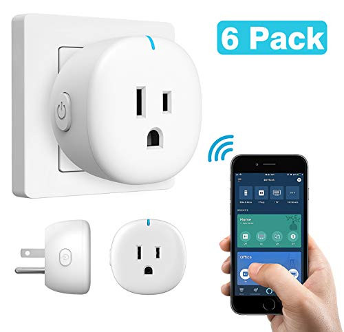 MoKo WiFi Smart Plug, [6 Pack] Mini WiFi Outlet Mini Socket Compatible with Alexa Echo, Google Home & IFTTT, Smart Life App Remote Control Home Appliances, No Hub Required, White