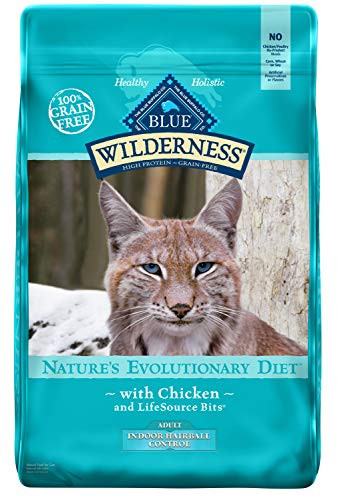 Blue Buffalo Wilderness High Protein Grain Free, Natural Adult Indoor Hairball Control Dry Cat Food, Chicken 11-lb