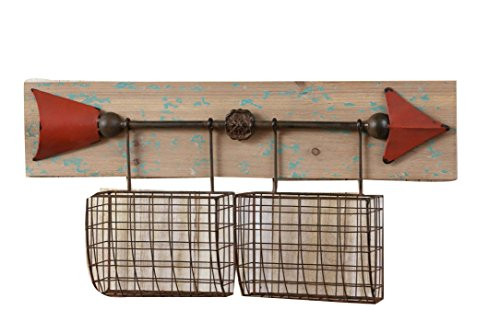 Your Heart's Delight Your 23.75" x 11.75" x 5" Arrow Wall Décor Two Wire Baskets