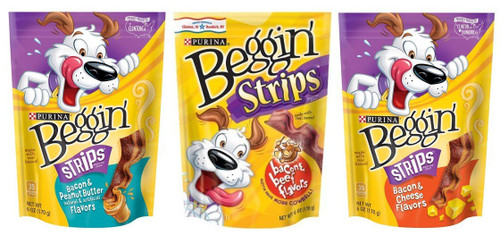 Purina Beggin' Strips Dog Treats 3 Flavor Variety Bundle: (1) Bacon & Peanut Butter, (1) Bacon & Beef, and (1) Bacon & Cheese, 6 Oz. Ea. (3 Total) Purina Beggin' Strips Dog Treats 3 Flavor Variety Bundle: (1) Bacon & Peanut Butter, (1) Bacon & Beef, and (1) Bacon & Cheese, 6 Oz. Ea. (3 Total)