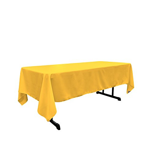 LA Linen Polyester Poplin Rectangular Tablecloth, 60" x 126", Dark Yellow