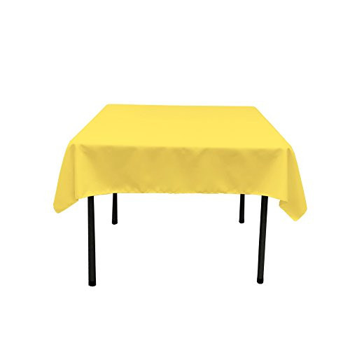 LA Linen Polyester Poplin Square Tablecloth, 52" x 52", Light Yellow