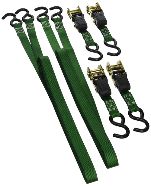 SmartStraps 145 Green 14' 1,500 lbs Capacity Padded Ratchet Tie Down, (Pack of 4)