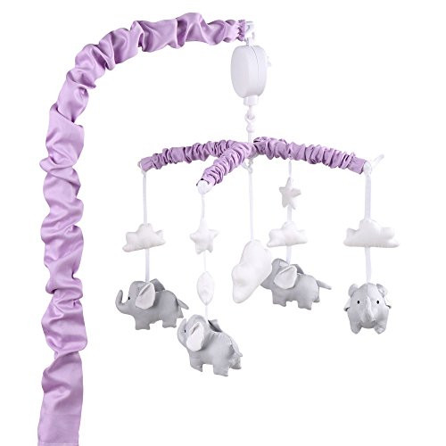 Purple Digital Musical Mobile with Elephants, Clouds & Stars by The Peanut Shell
